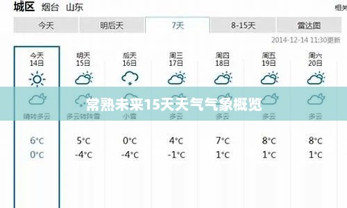 常熟未来15天天气气象概览