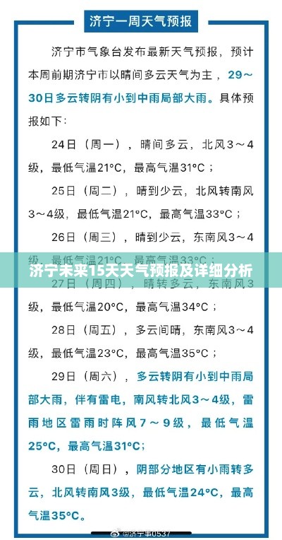 济宁未来15天天气预报及详细分析