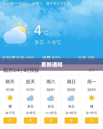 临沂天气预报更新通知