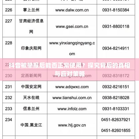 抖音被举报后能否正常使用？探究背后的真相与应对策略