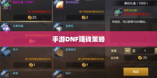 手游DNF的赚钱策略与攻略秘籍