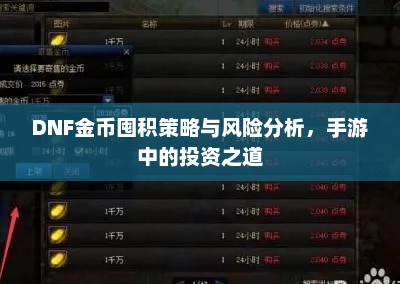 DNF金币囤积策略与风险分析，手游中的投资之道