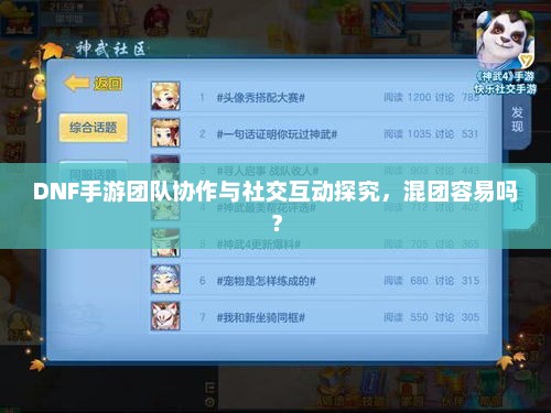 DNF手游团队协作与社交互动探究，混团容易吗？