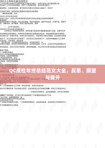 QC质检年终总结反思与展望，提升质量监控水平，展望未来发展