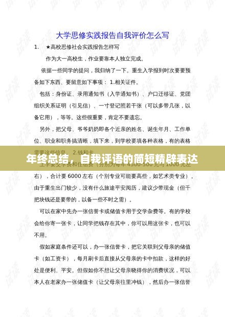 年终总结，自我评语的精准表达之道