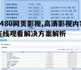 一、4480网页影视平台概述