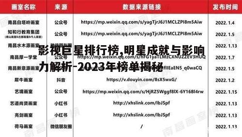 一、排行榜的构成与评选标准