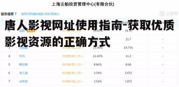 一、唐人影视网址概述
